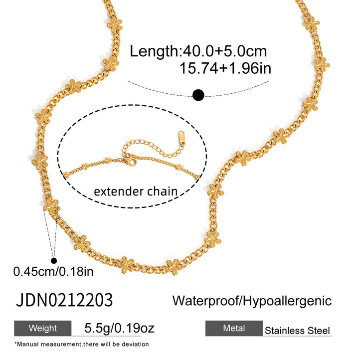 JD Romantic Floral Pendant Y Drop Necklace 18K Gold Plated Adjustable Length Chain Dainty Sweetheart Jewelry for Women