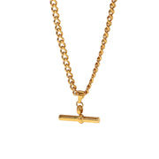 Waterproof 18K Gold T-bar Pendant Necklace Gift Stainless Steel T-bar Pendant Necklace for Party