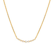 J&D CZ Stone Layered Necklace Stainless Steel Gold Tone Dainty Minimalist Setting Polishing Trendy Gift Daily Wear Party Women