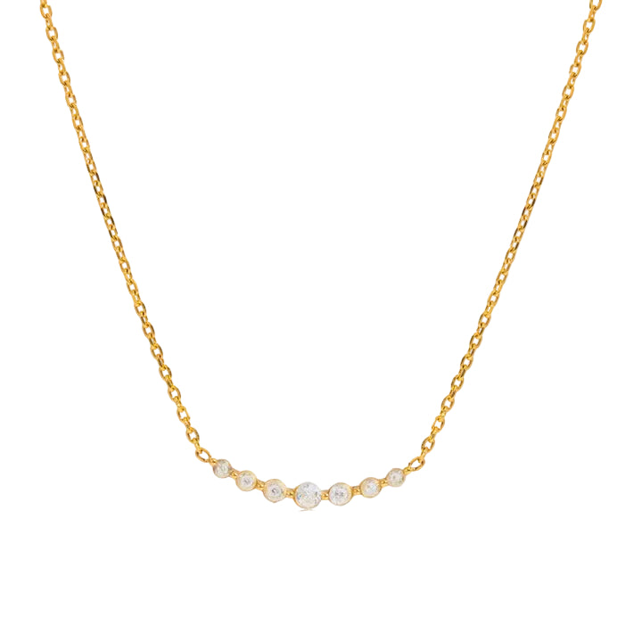 J&D CZ Stone Layered Necklace Stainless Steel Gold Tone Dainty Minimalist Setting Polishing Trendy Gift Daily Wear Party Women
