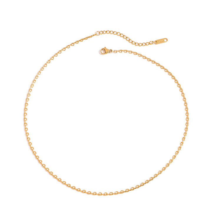 J&D Waterproof 18K Gold Plated Stainless Steel Jewelry Classic Half Arc DIY Charms Chain Necklace 40+5CM