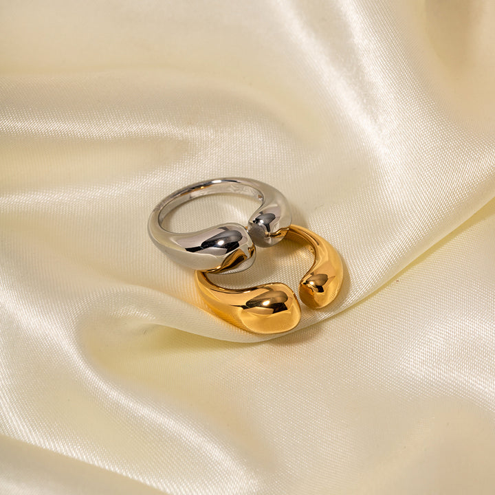 2023 New Trend 18K Gold Plated Chunky Ring Irregular Open Rings Stainless Steel Fashion Jewelry