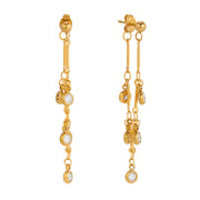 J&D Elegant Graceful Zircon Tassel Earrings 18K Gold Stainless Steel Classic Zircon Chain Tassel Earrings