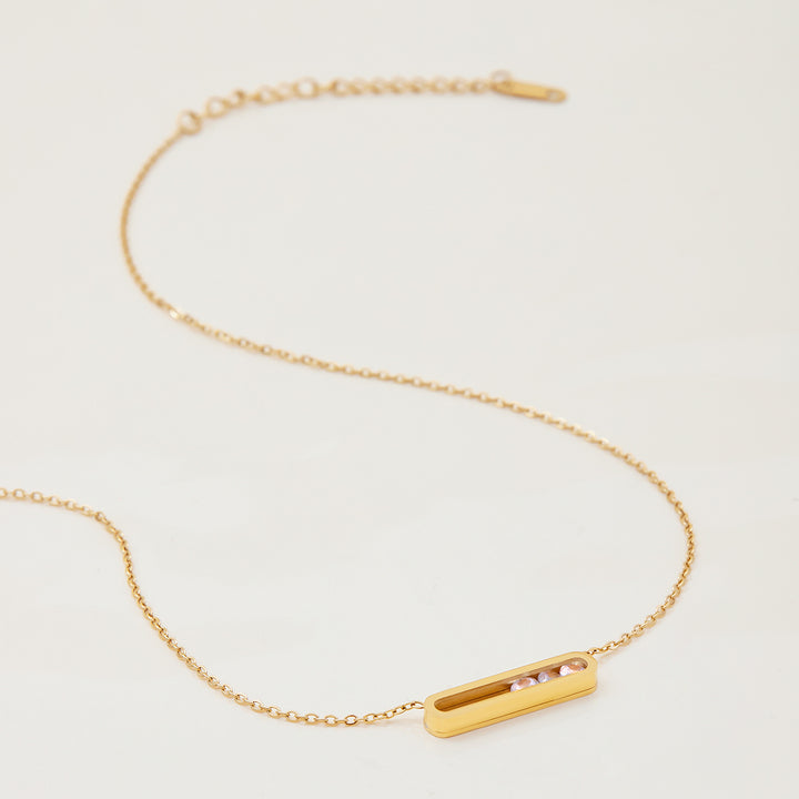J&D New Women 18K Gold Plated Stackable Pendant Necklace Zircon Geometric Minimalist Jewelry Adjustable Extension Chain Gift