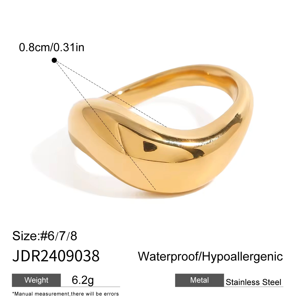 18K PVD Gold Plated Stainless Steel Rings Two-tones Ring Two Tone Cross Minimalist Open Ring
