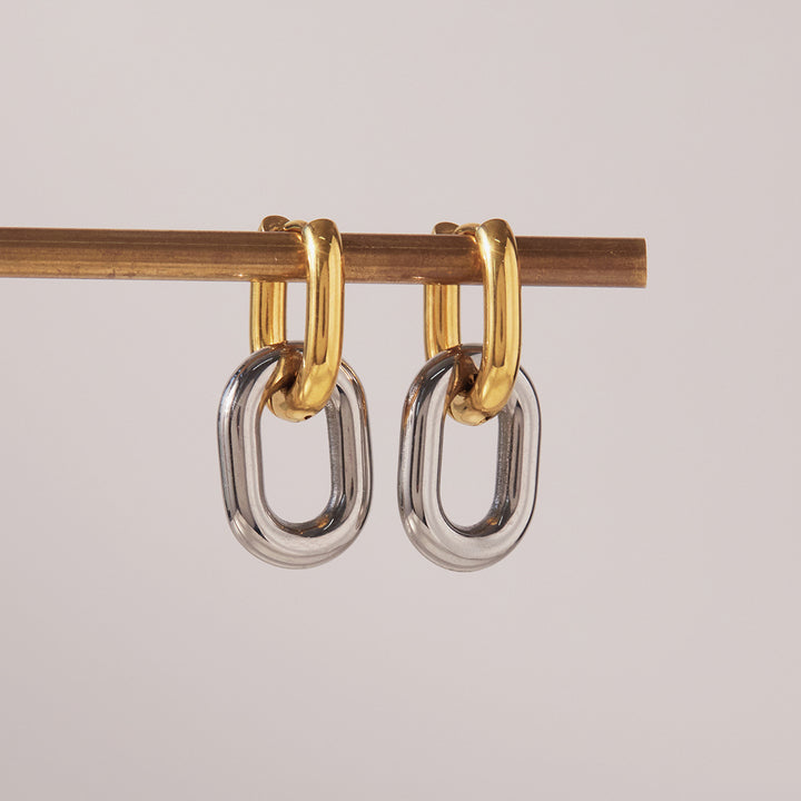 J&D Minimalist Bicolor Hoop Earring 18K Gold Plated Stainless Steel Classic Two Tone Double Hoop Earrings
