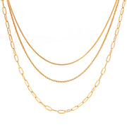 J&D New Arrival Stainless Steel Simple Design Minimalist Chain Layered Necklace Set for Women