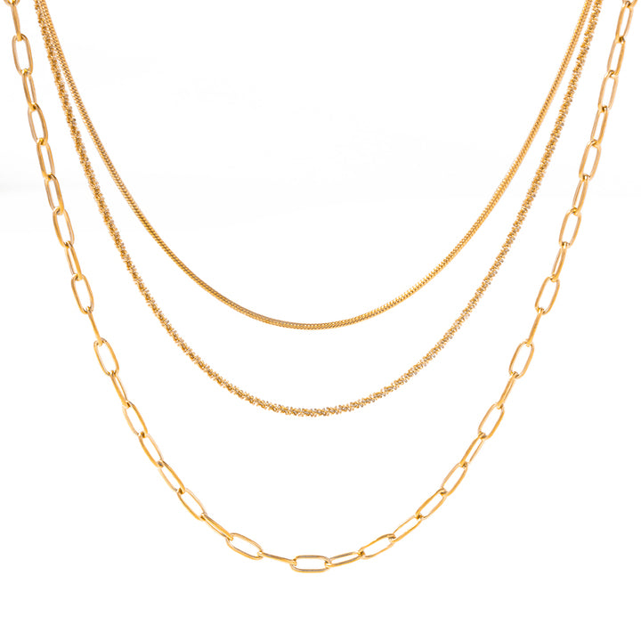 J&D New Arrival Stainless Steel Simple Design Minimalist Chain Layered Necklace Set for Women