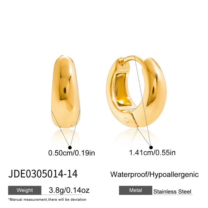 J&D Fashion 14k Hoop Earring Gold Plated Stainless Steel Classic Hollow Chunky Hoop Earring