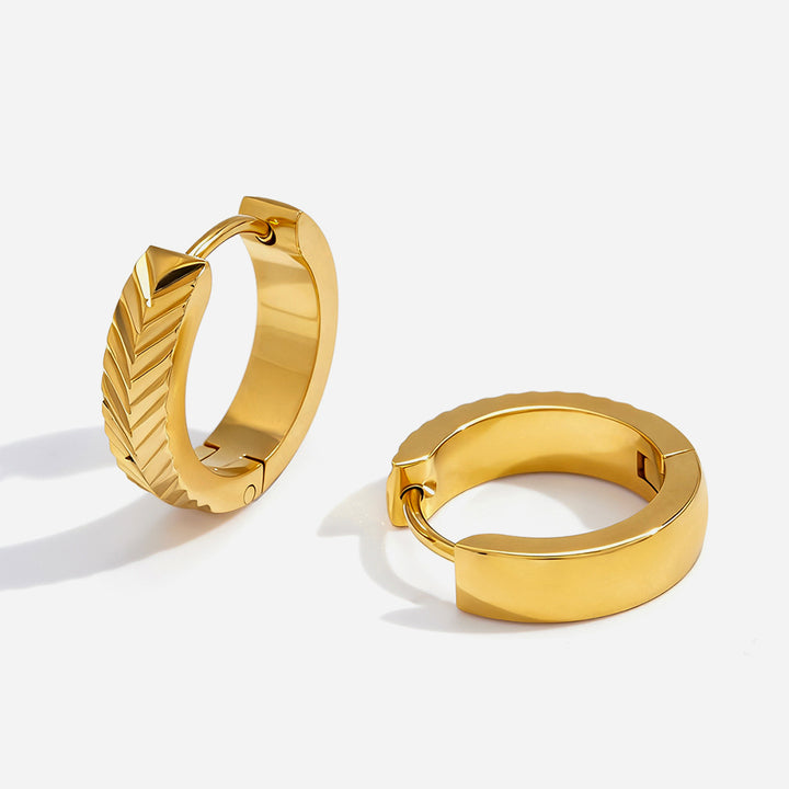 J&D Classic Braided Hoop Earring 18K Gold Stainless Steel Minimalist Trendy Braided Texture Earrings