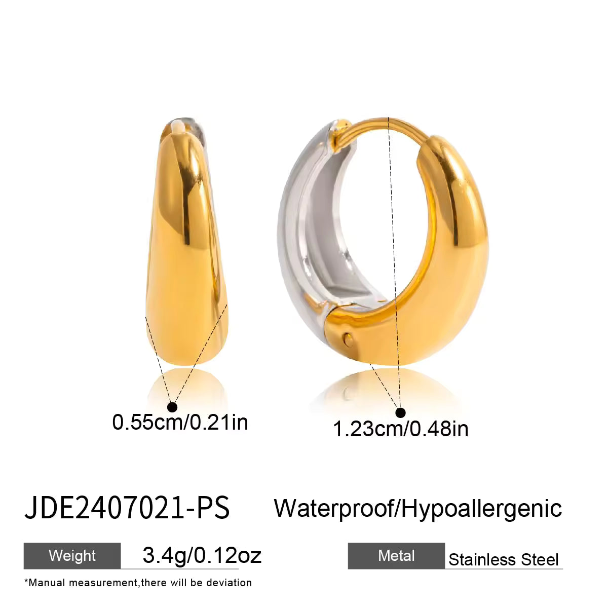 Geometric Jewelry 18K Gold Plated Earrings Stainless Steel Waterproof High Polish Huggie Hoop Earring for Girls