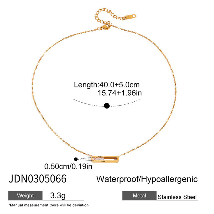 J&D New Women 18K Gold Plated Stackable Pendant Necklace Zircon Geometric Minimalist Jewelry Adjustable Extension Chain Gift
