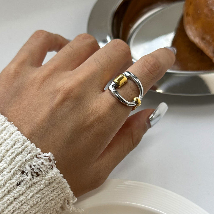 J&D 18K Gold Minimalist Jewelry Design Stainless Steel Letter D Open Ring