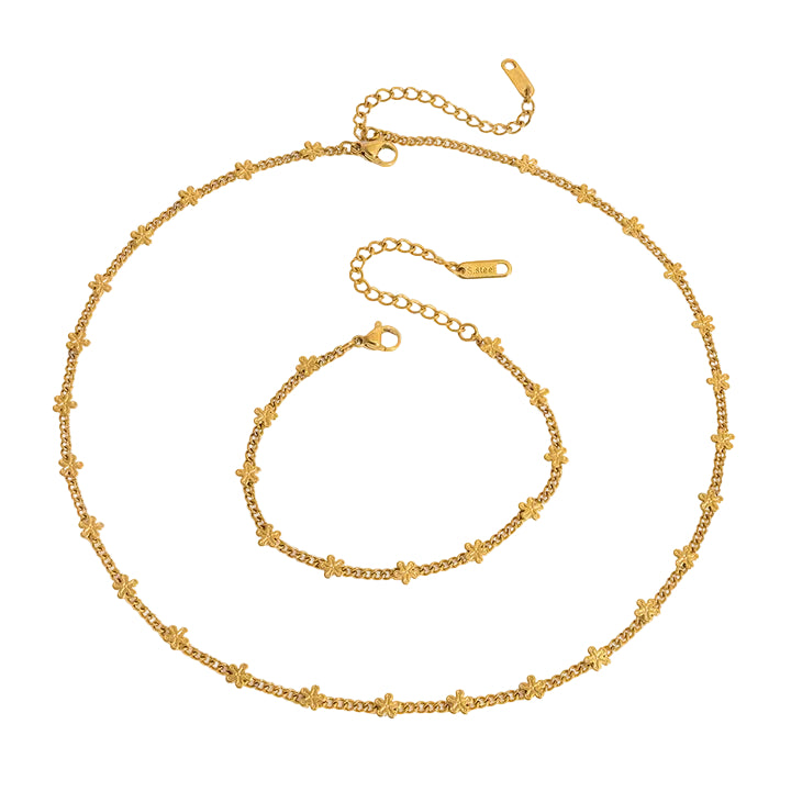 JD Romantic Floral Pendant Y Drop Necklace 18K Gold Plated Adjustable Length Chain Dainty Sweetheart Jewelry for Women