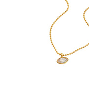 J&D Oval Marquise White CZ Stainless Steel 18K Gold Plated Classic Statement Ball Chain Necklace Gift for Women Daily Office