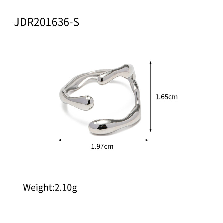 Women's 18K Gold Stainless Steel Adjustable Ring Ins Simple Geometric Cross Texture for Engagement Open Finger Jewelry
