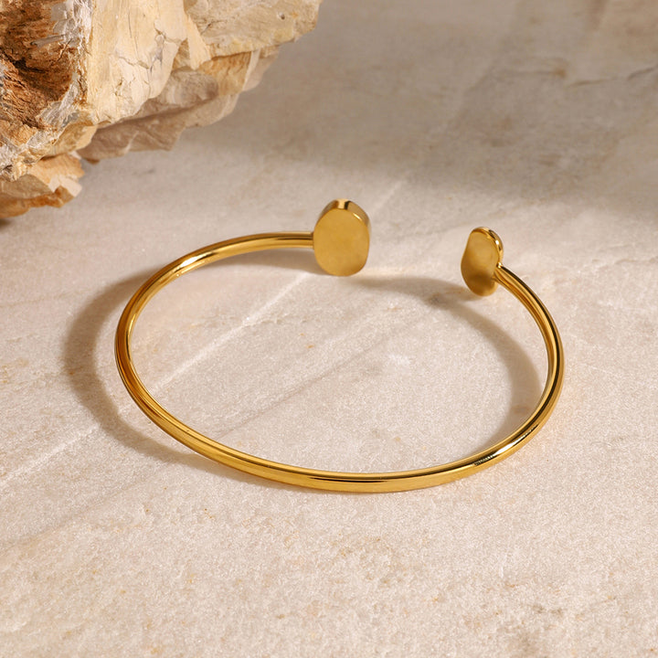 J&D 18k Gold Stainless Steel Pearl Spring Bangle Waterproof Tarnish Free Jewelry
