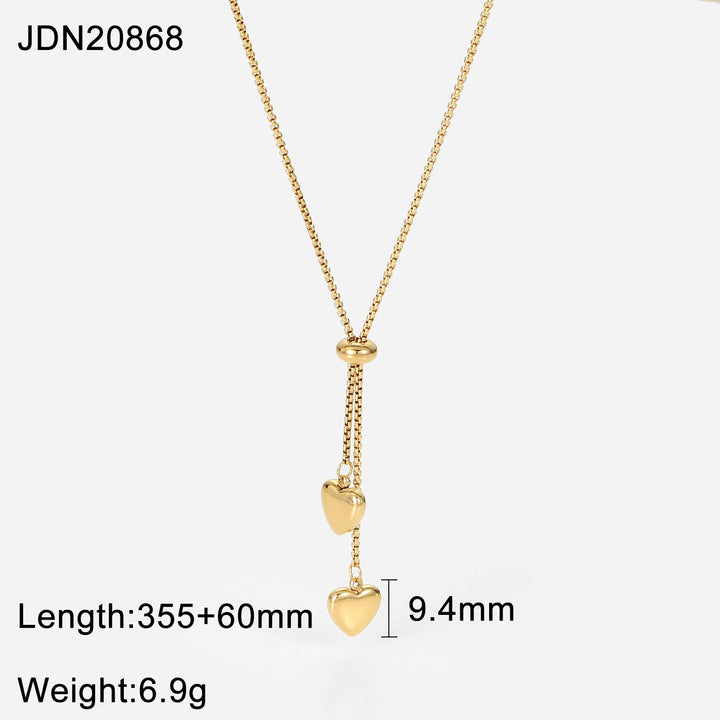Cheap Y-shaped Stainless Steel Jewelry Party Gift Soft 14K Gold Rope Chain Love Heart Pendant Necklace Girls