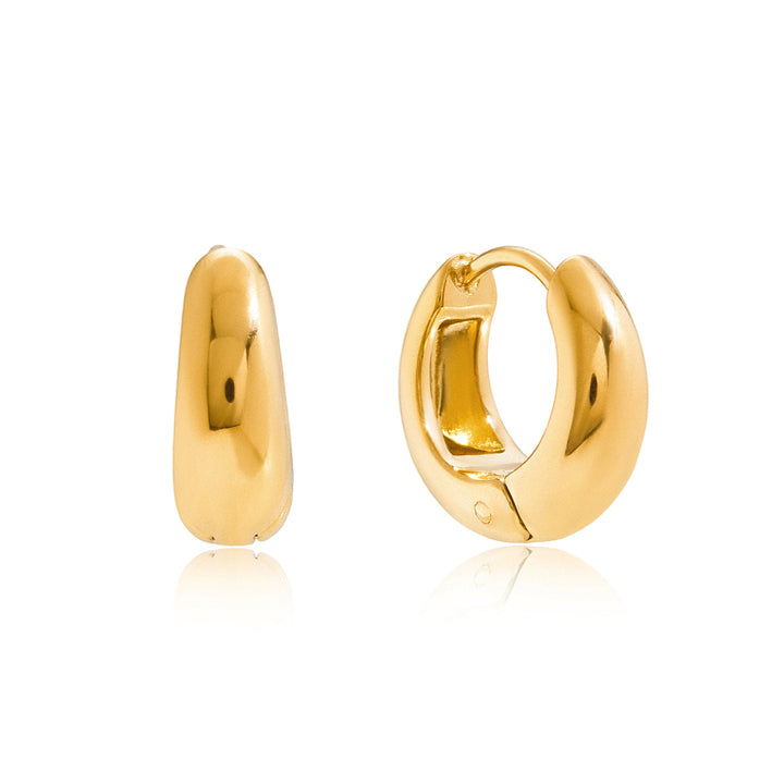 J&D Fashion 14k Hoop Earring Gold Plated Stainless Steel Classic Hollow Chunky Hoop Earring