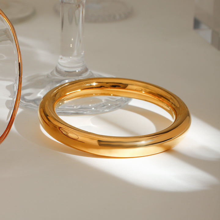 Modern and Simple 18k Gold Stainless Steel 10MM Simple Plain Ring Lady Style High-end Round Bracelet