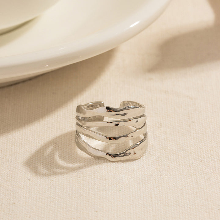 Hip Hop Multi Layers Opening Rings Jewelry Gift Silver Plated Band Layer Open Ring for Women