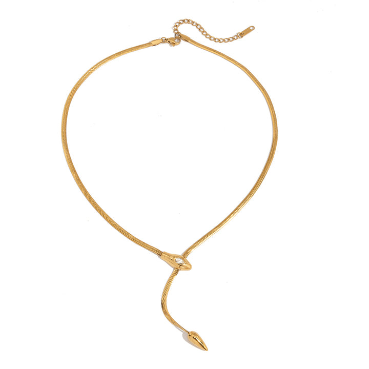 J&D Fashion Trend 18K Gold Stainless Steel Necklaces Zircon Unique Snake Necklaces for Women