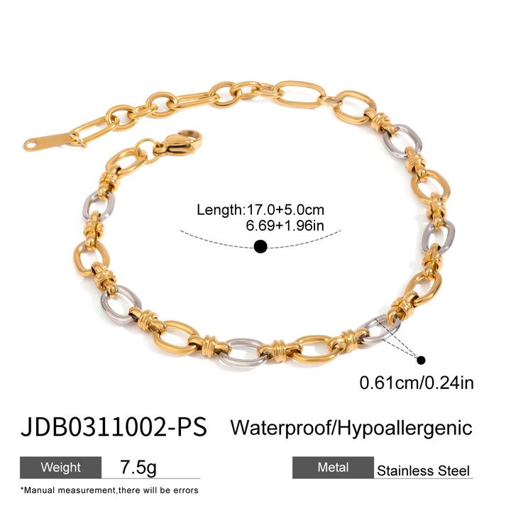 J&D Modern Minimalist Stainless Steel Bracelet Gold Plated European and American Personality Hip Hop Splicing Bracelet