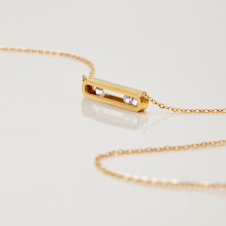 J&D New Women 18K Gold Plated Stackable Pendant Necklace Zircon Geometric Minimalist Jewelry Adjustable Extension Chain Gift
