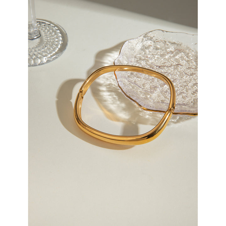 J&D Minimalist Bangle Stainless Steel 18K Gold Plated Buckle Square Antique Bracelets Bangles for Women