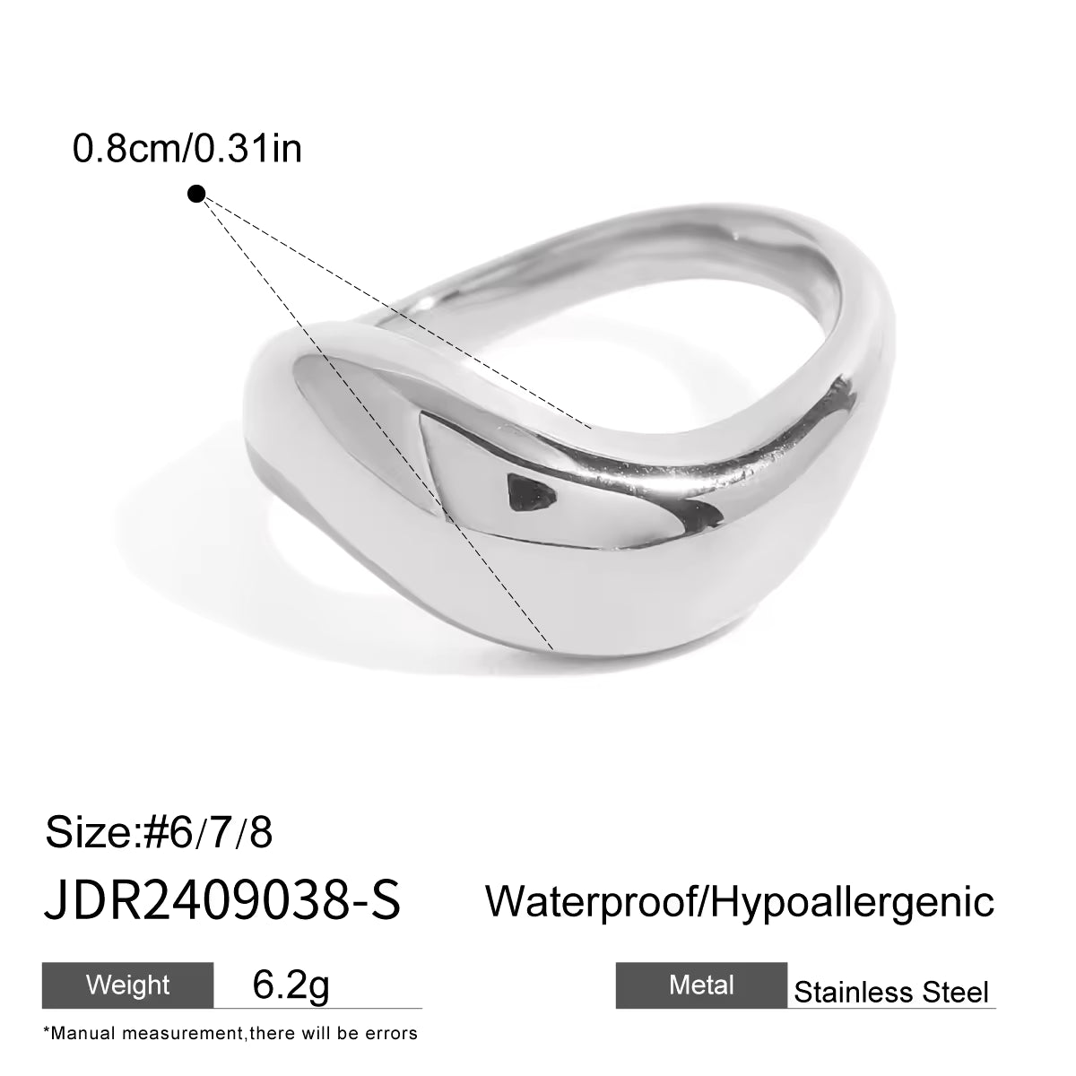J&D 18K PVD Gold Plated Stainless Steel Rings Two-tones Ring Two Tone Cross Minimalist Open Ring