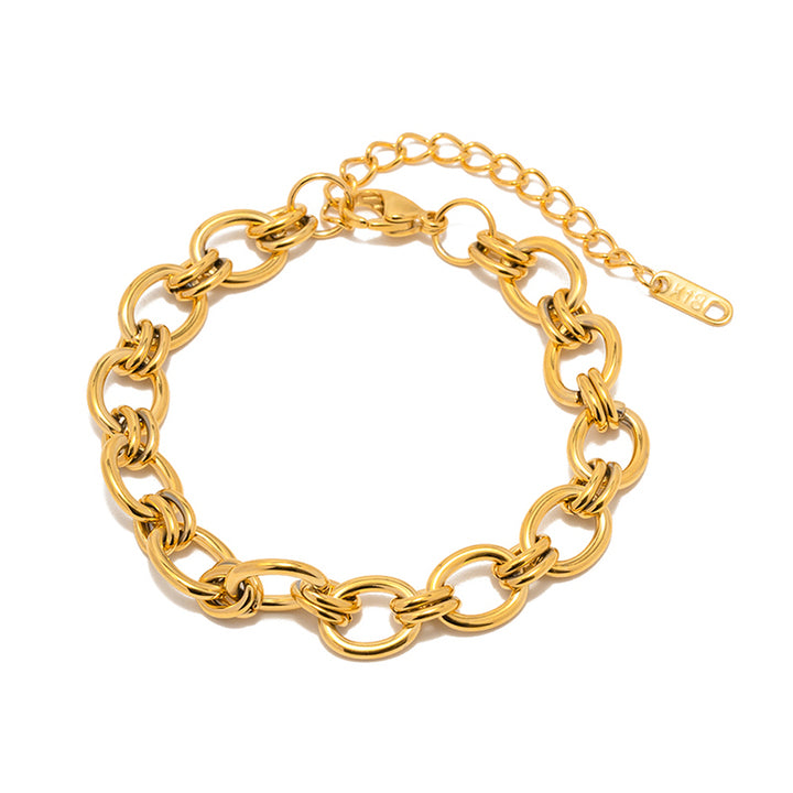 New Arrival Jewelry 18K Gold Plated Stainless Steel Oval Cross Jewelry Bracelet for Women