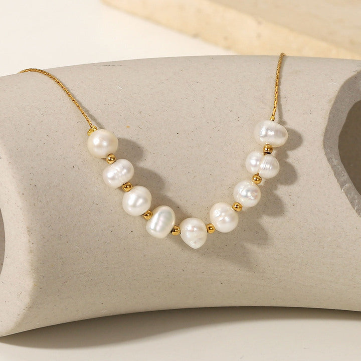 Manufacturer Natural Pearl Charm Bracelet Stainless Steel 18K Gold Tarnish Free Jewelry Beads Bracelet for Girl