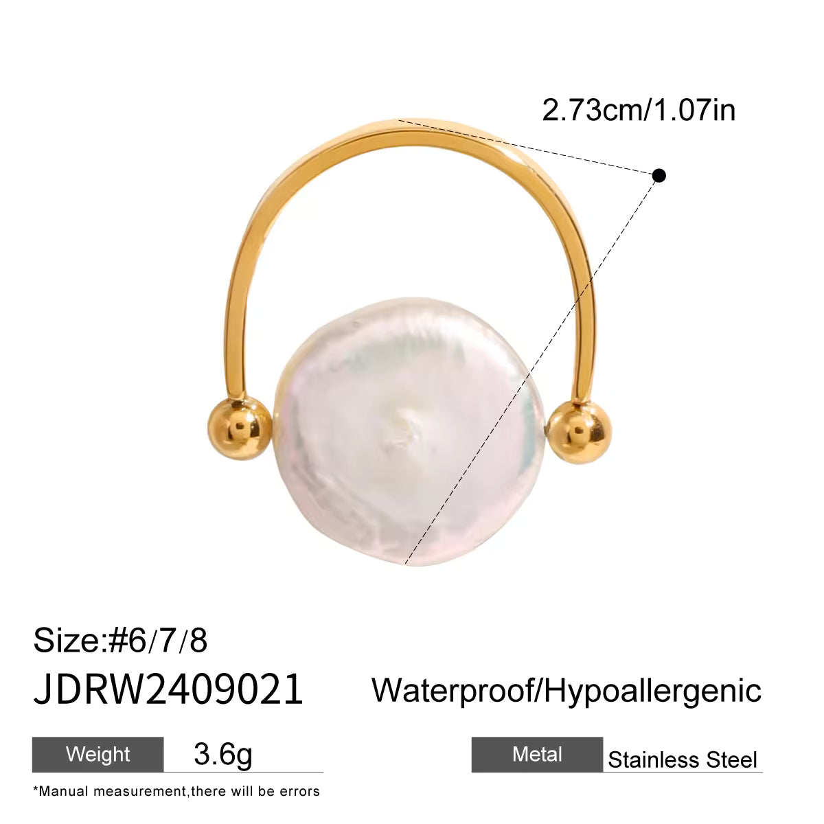 Modern Minimalist Elliptical Bean Ring Stainless Steel Silver Gold Two Tone Polished Elliptical Gold Bean Open Ring