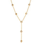 J&D Jewelry Dainty 18K PVD Gold Plated Stainless Steel Cubic Zirconia Long Y Shape Chain Necklace