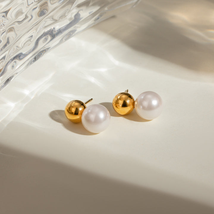 Pearl Stud Earring Stainless Steel Pearl Earring Fashion Jewelry 18K Gold Plated Glass Pearl Earring Gift for Girl Women