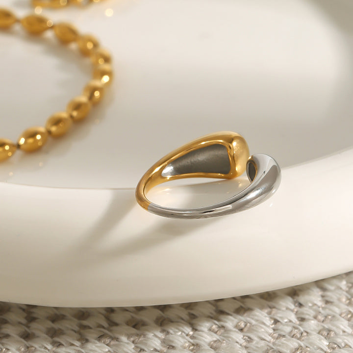 18K Gold Plated Stainless Steel Rhinestone White Rhinestone Women Rings