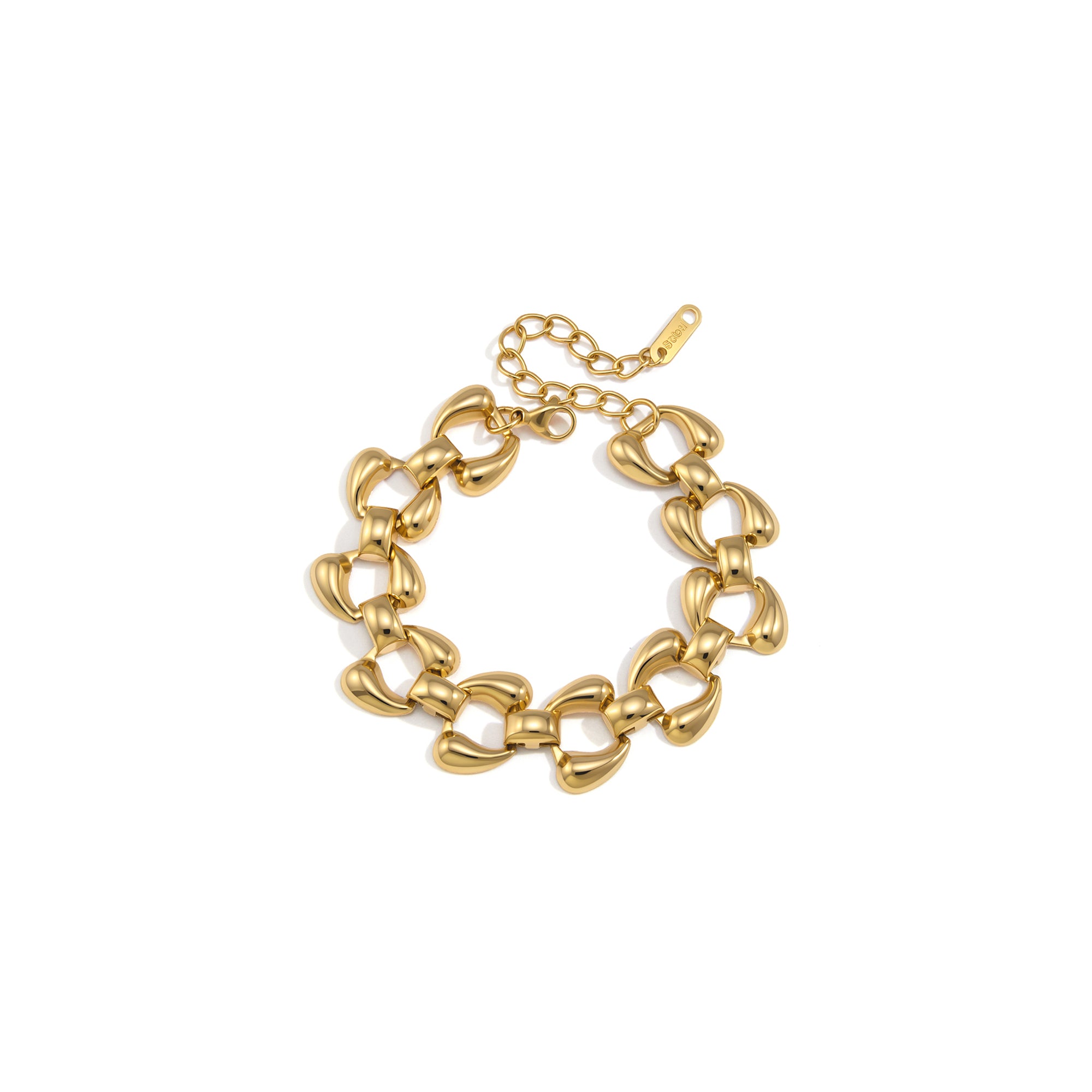 Women's Minimalist Style 18K Gold Stainless Steel Punk Double Teardrop Chain Bracelets