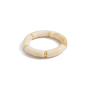 Vintage Resin Bamboo Bangles UV Gold Plated Leopard Amber Resin Bamboo Joint Bangle Bracelets 2pcs Set