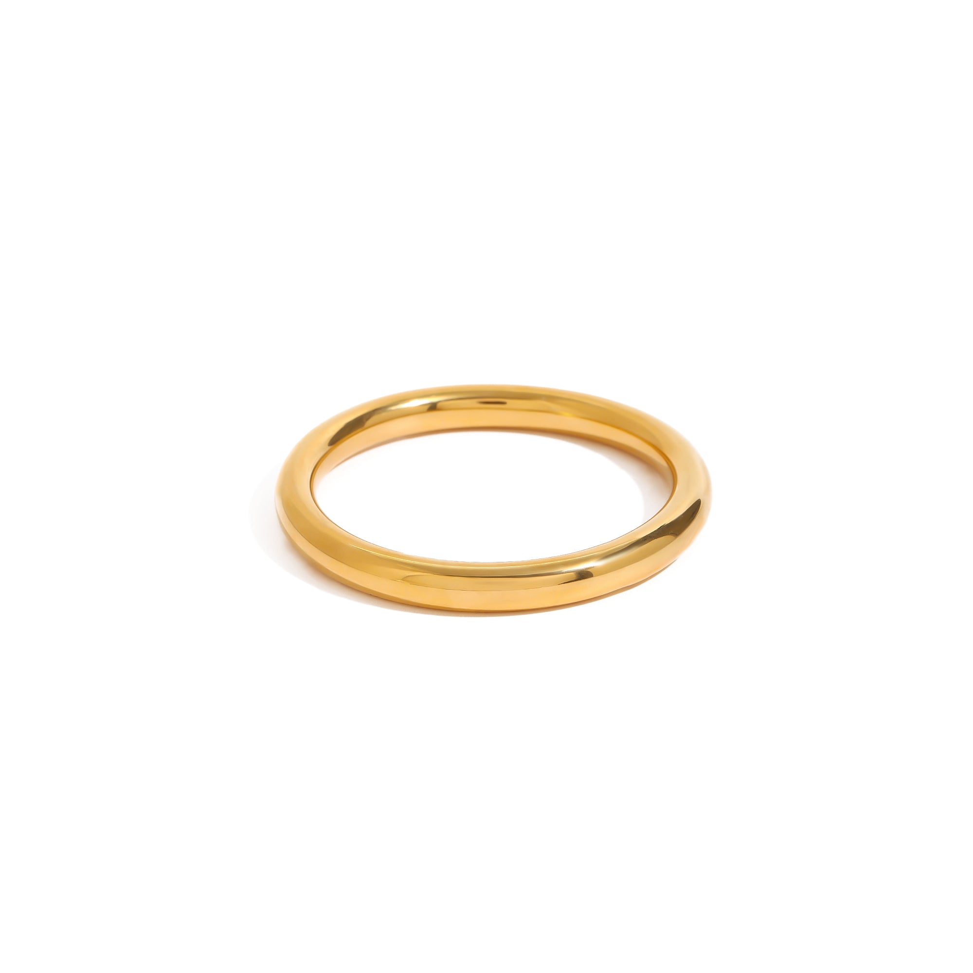 18K Gold Plated Stainless Steel Simple Plain Round Bracelet High End Lady Style Fashion Bangle