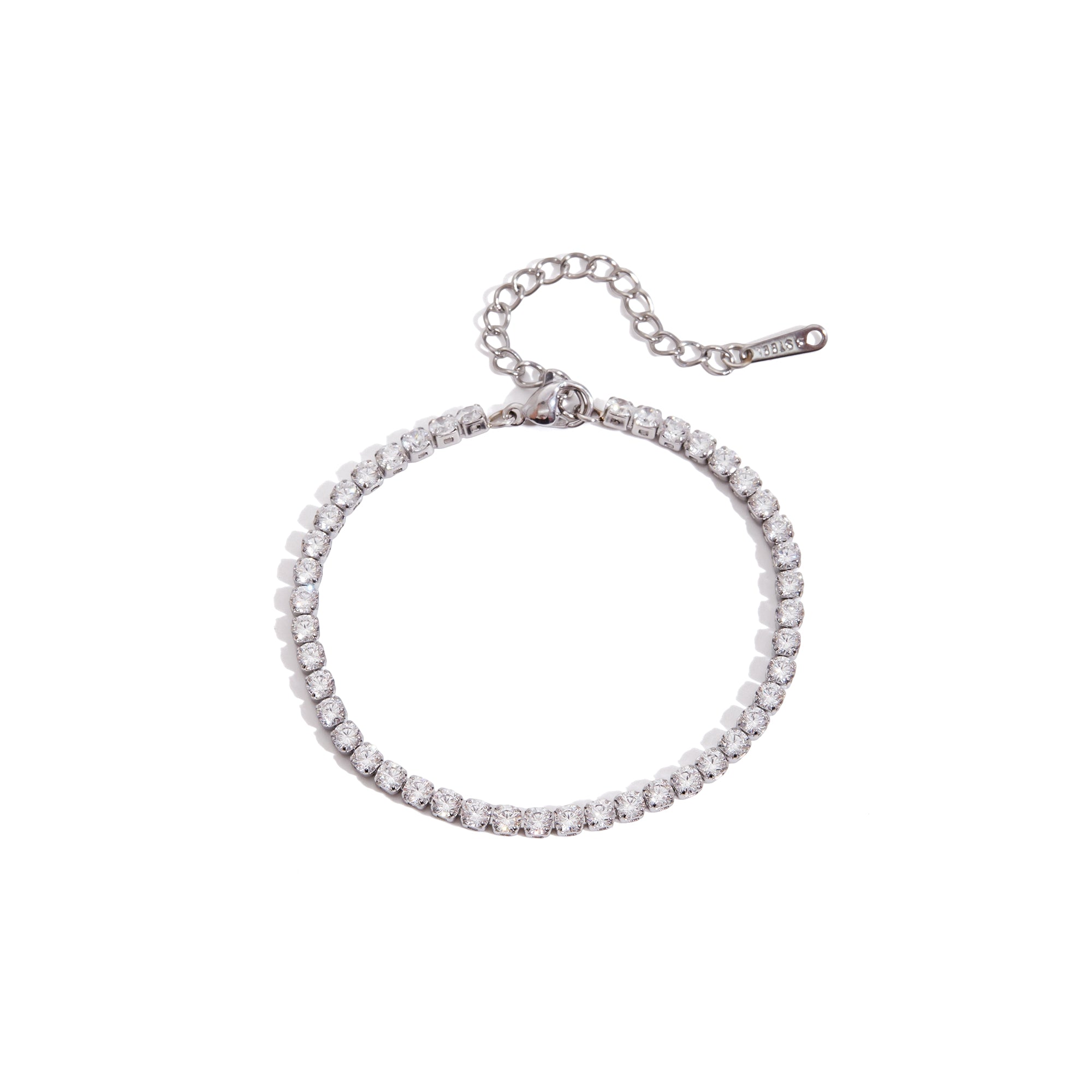 Various Shape Sports and Leisure Stainless Steel Zircon Tennis Chain Bracelet