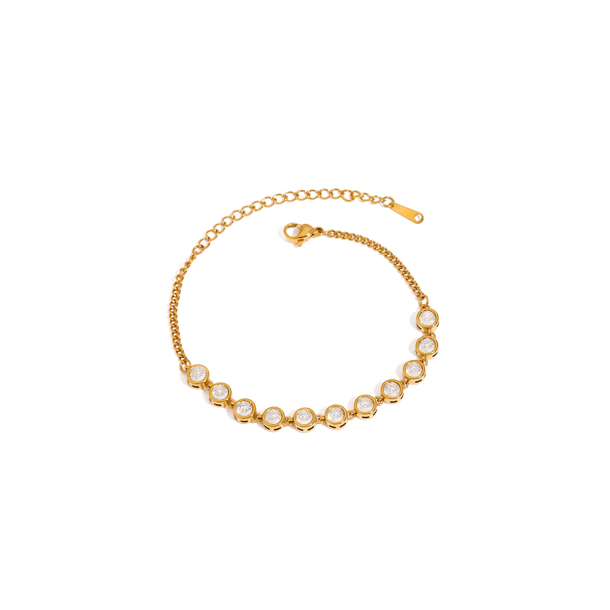 Women's Stainless Steel Athleisure Bracelet Fashion Round Zircon Pattern Party Gift Tennis Bracelet