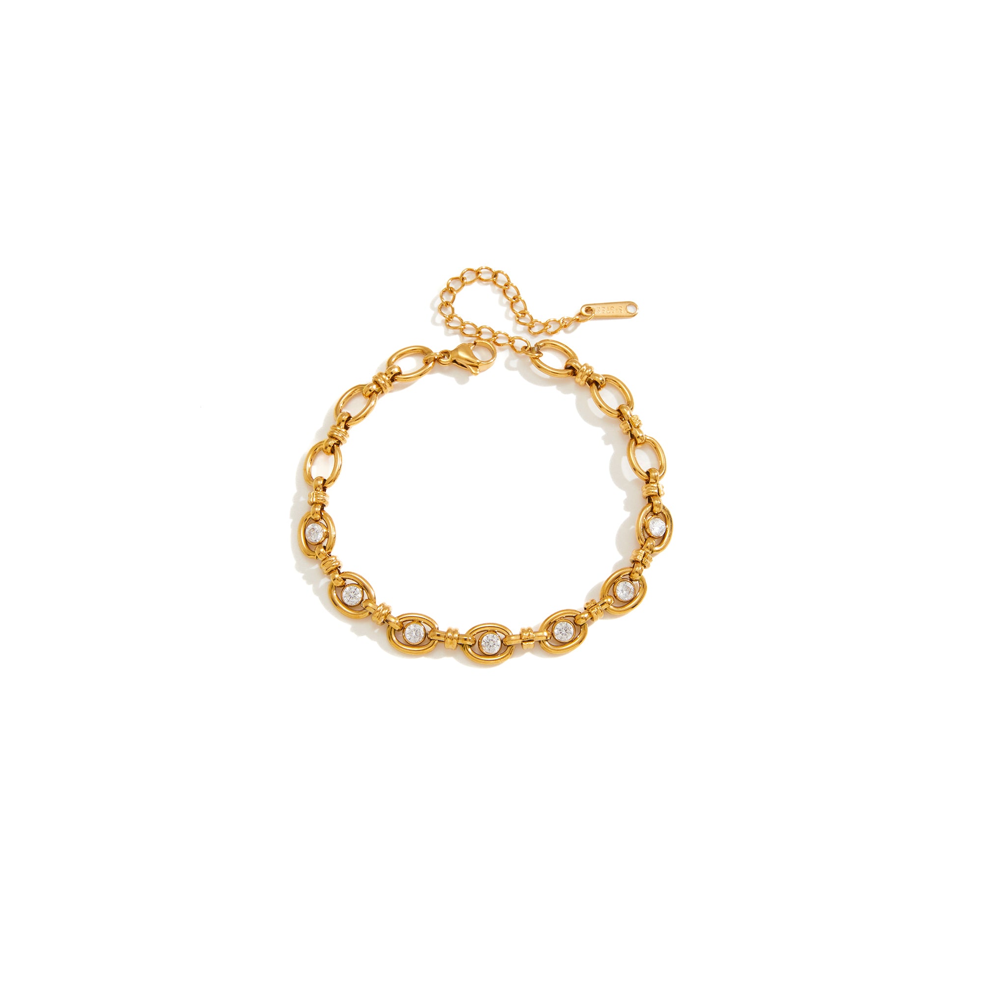 Elegant Zircon Chain Jewelry Set 18K Gold Stainless Steel Classic White Zircon Handmade Tassel Earrings Bracelet