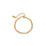 3 Layer Square Snake Chain Stainless Steel Silver Tone Modern Minimalist Bracelet Gift for Women Daily Office Wear Jewelry