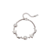 Trendy 2025 Stainless Steel Stackable Minimalist Bracelet Sun Moon Star Charm Polished Jewelry for Women