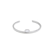 Women's Style - Classic Design Steel Colored Stainless Steel Radish Stone Marquise White Radish Stone Open Bangle