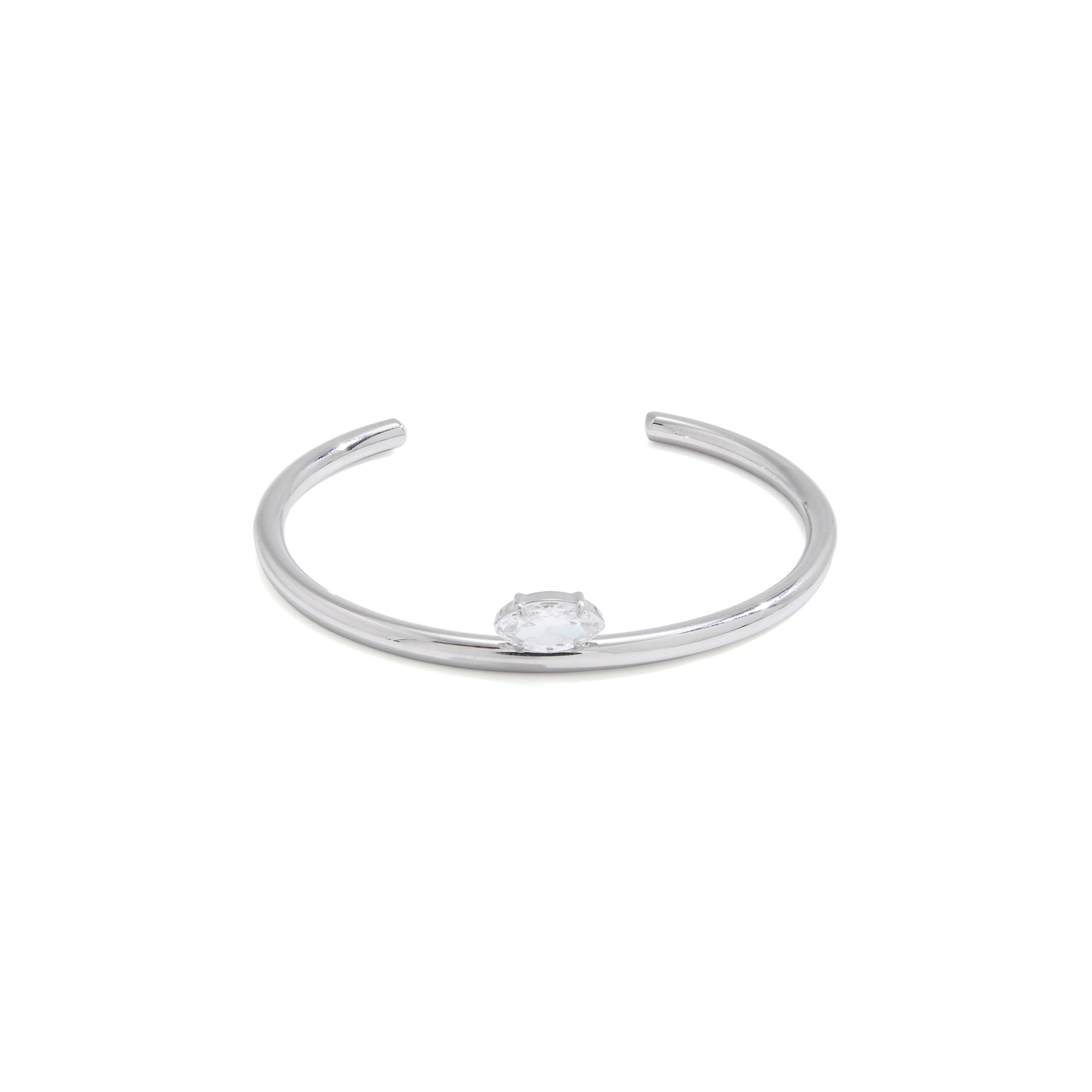 Women's Style - Classic Design Steel Colored Stainless Steel Radish Stone Marquise White Radish Stone Open Bangle