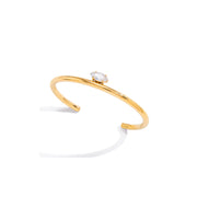 18K PVD Gold Plate Stainless Steel Bracelet Trendy Classic Horse Eye White Zircon Open Cuff Bangle