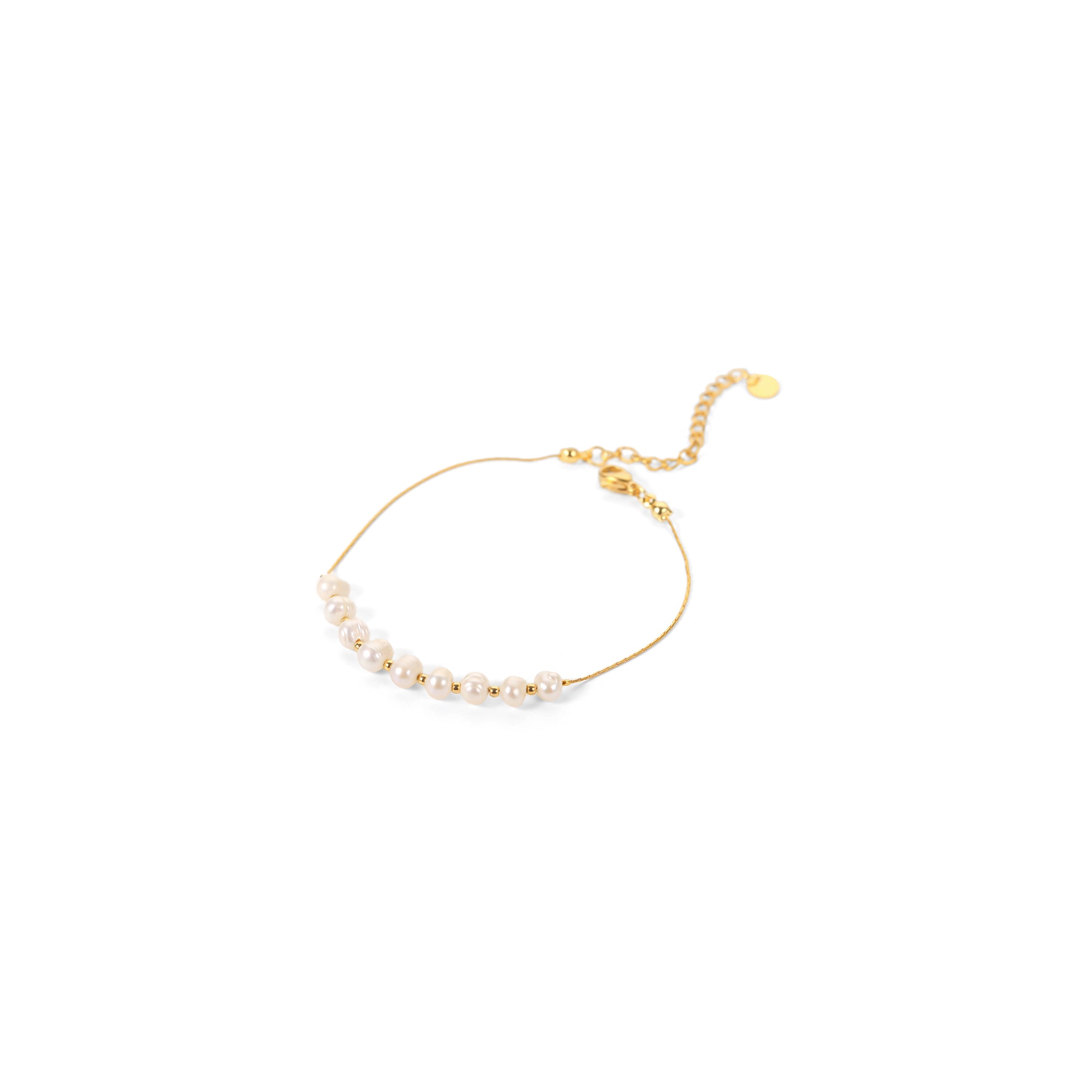 Manufacturer Natural Pearl Charm Bracelet Stainless Steel 18K Gold Tarnish Free Jewelry Beads Bracelet for Girl