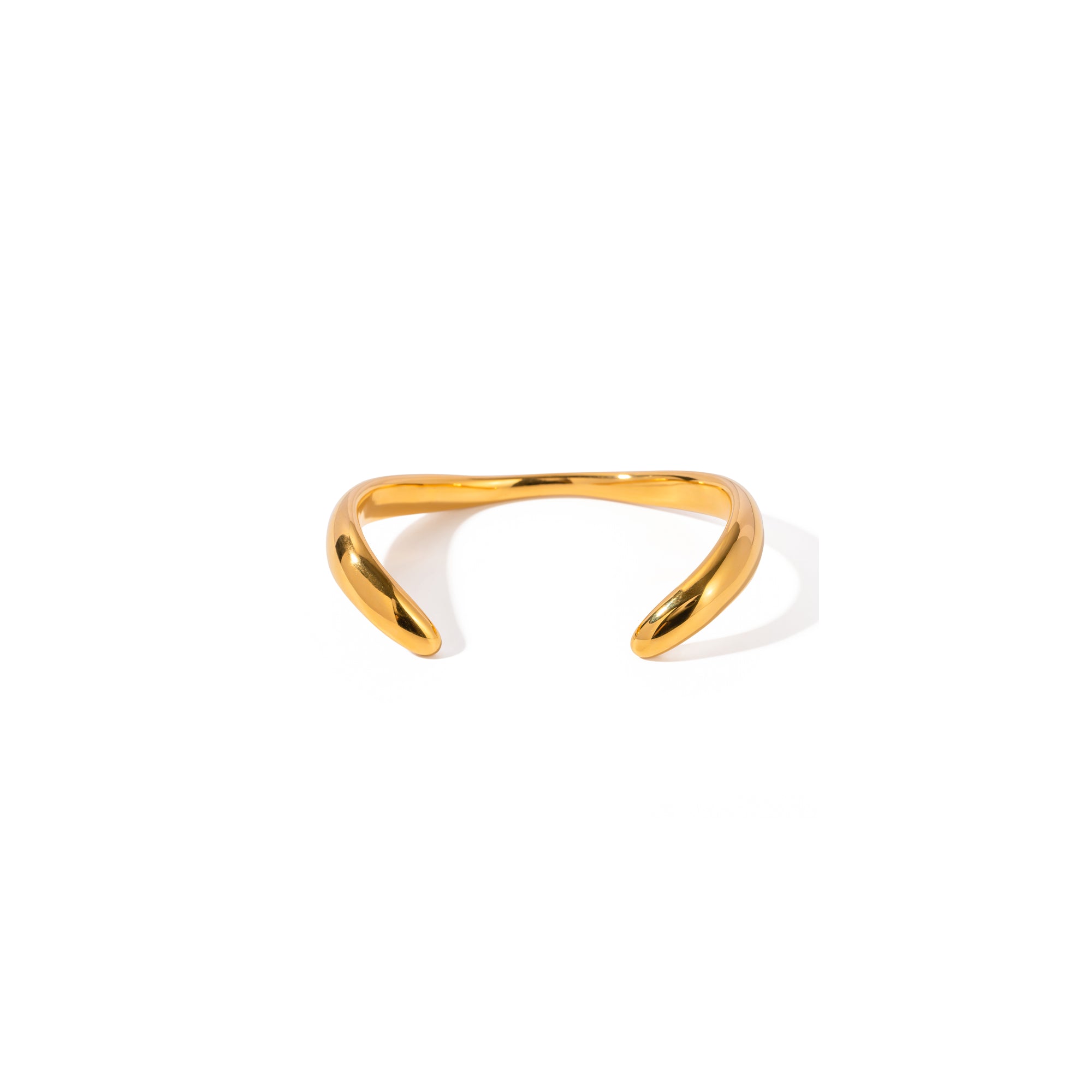Best Seller High Polished Mirror Pure Smooth Surface Stainless Steel Wave Edge Cuff Bangle