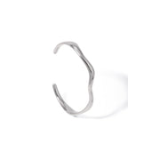 Stainless Steel Fine Wave Open Bangle Bracelet Minimalist Design